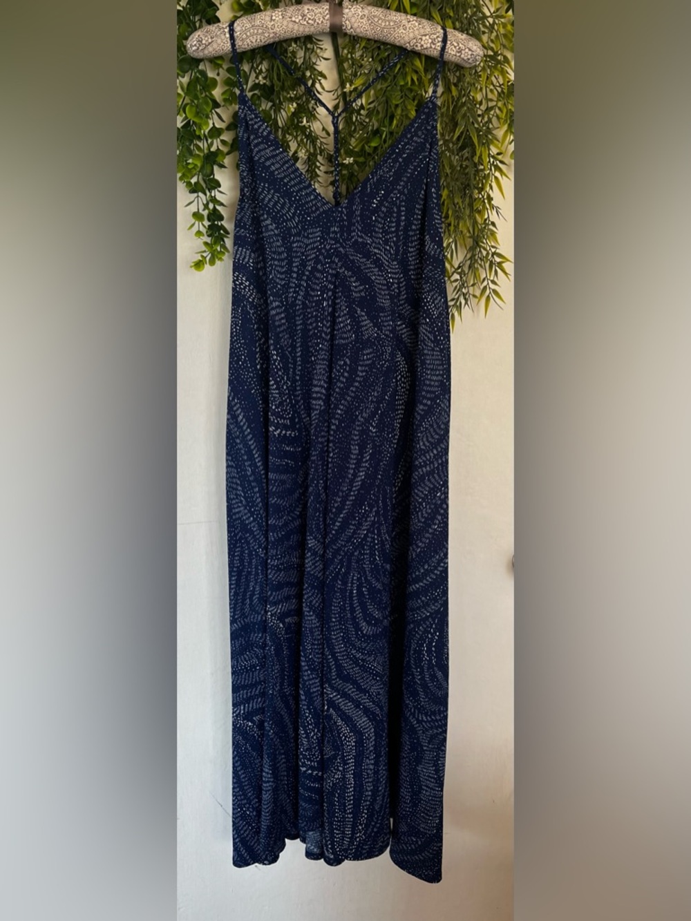 H&M Navy Maxi Dress with White Dash Print
